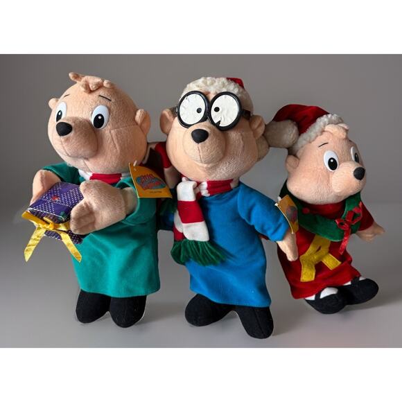 Alvin & The Chipmunks Christmas Plush Lot 3pc Alvin Simon Theodore w/ Tags 13” - Picture 1 of 7